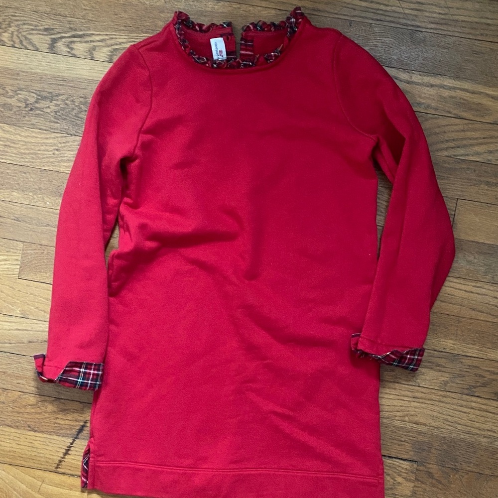 Vineyard Vines girls red Christmas dress with tartan trim 14